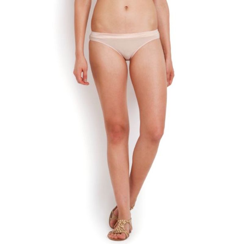 SOIE Women's Peach Satin Panelled Panty (M)