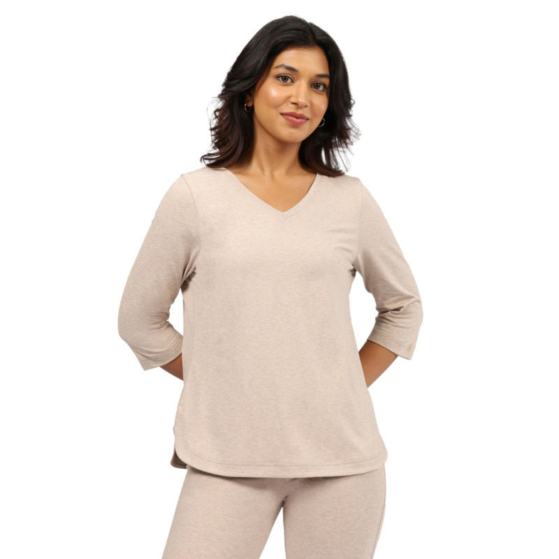 BlissClub Women Beige Airmelt Tm Apple Hem T-Shirt (XS)