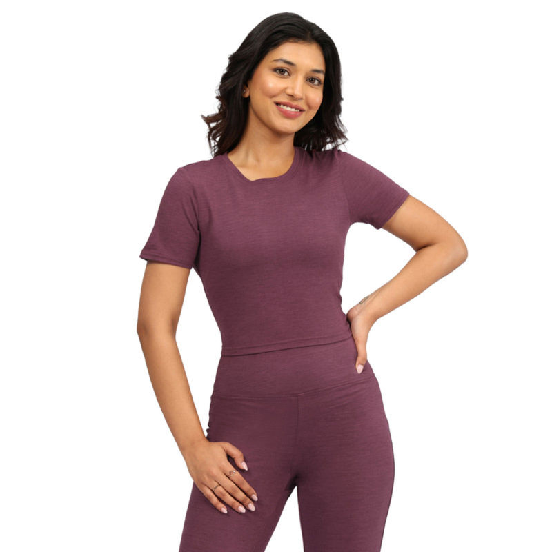 BlissClub Women Purple Airmelt Tm Crop T-Shirt (M)
