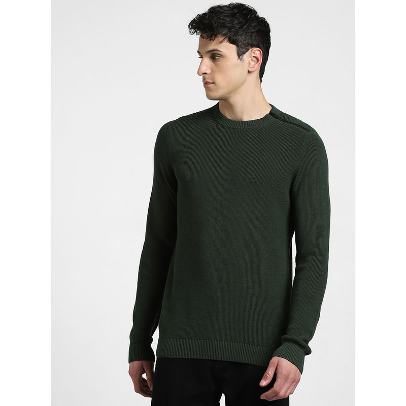 Jack & Jones Men Solid Green Sweater (L)
