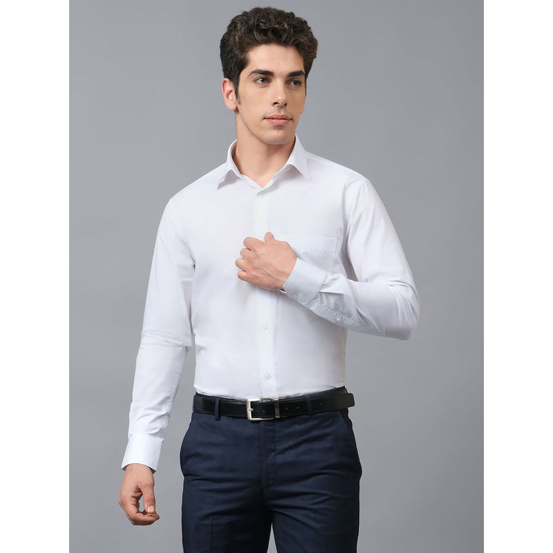 Cantabil Mens Solid White Shirt Collar Full Sleeves Formal Shirt (40)