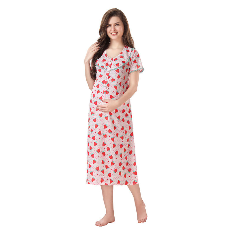 PIU Women's Premium Maternity Nighty Red (XL)
