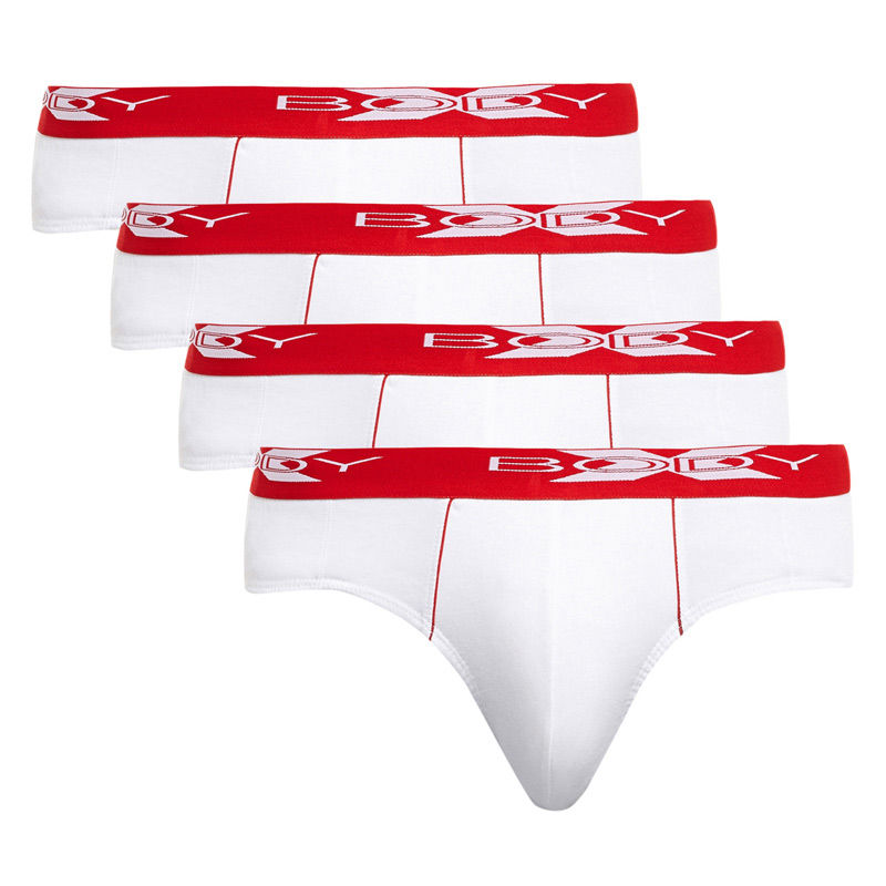 BODYX Pack Of 4 Solid Briefs In White Colour (M)