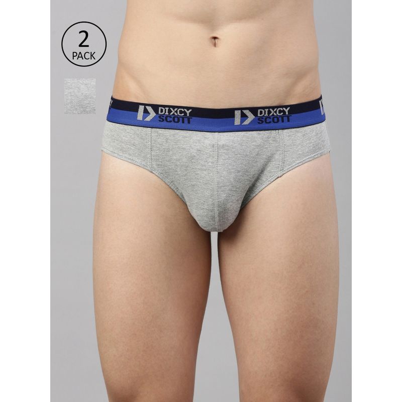 Dixcy Scott Briefs for Men Cotton Underwear Grey (Pack of 2) (XL)