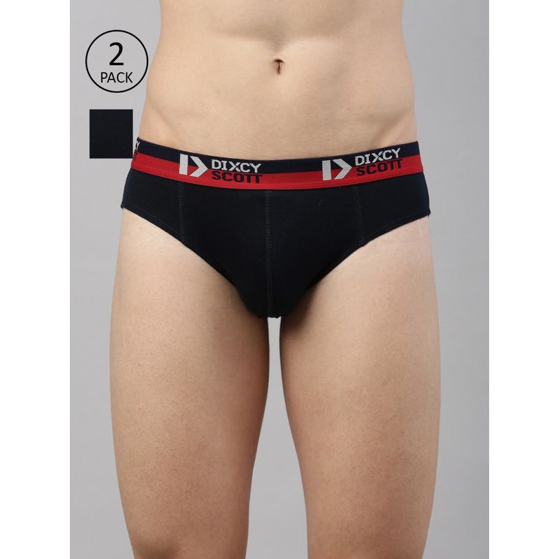 Dixcy Scott Briefs for Men Cotton Underwear Black (Pack of 2) (S)
