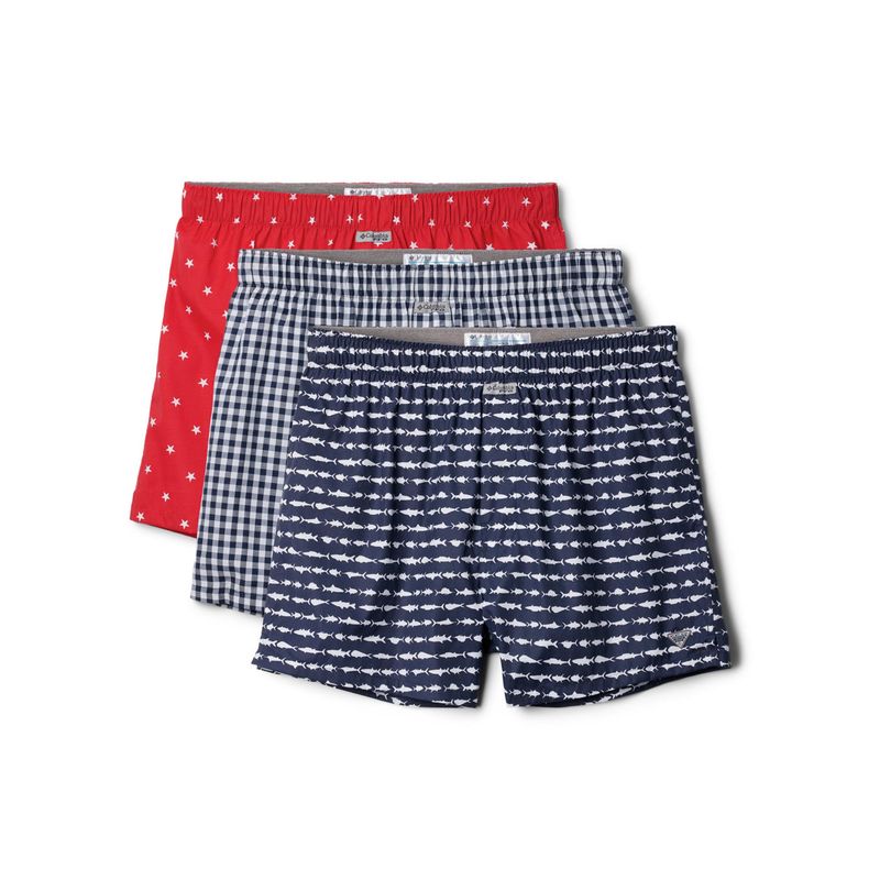 Columbia Mens Multi Pfg Printed Woven Boxer - Multi-Color (Pack of 3) (XL)