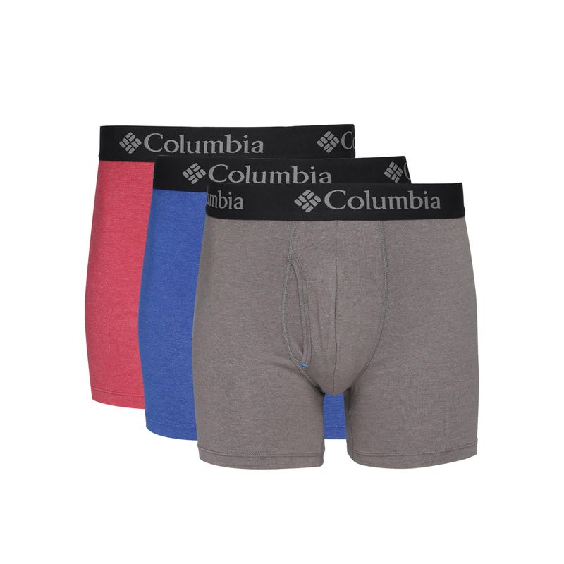 Columbia Men Performance Cotton Stretch Boxer Brief - Multi-Color (Pack of 3) (L)
