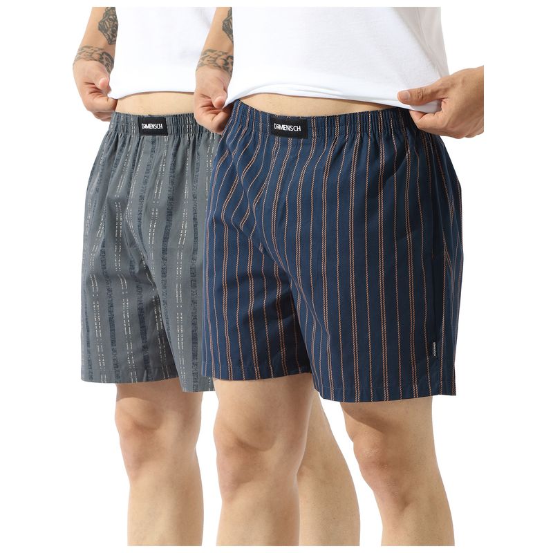 DaMENSCH Breeze Ultra-Light Printed Cotton Boxer Shorts (Pack of 2) (S)
