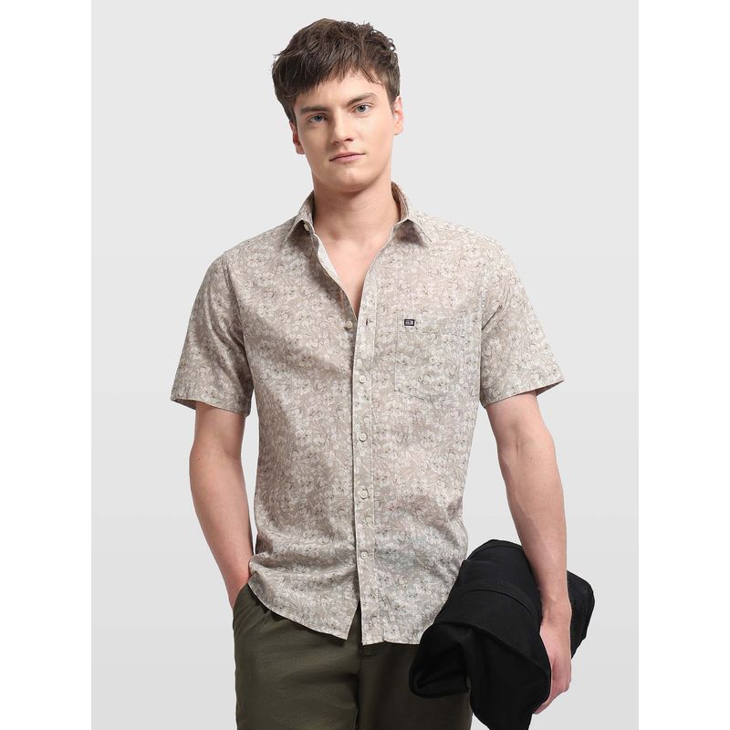 Arrow Sports Men Beige Cotton Floral Shirt (40)