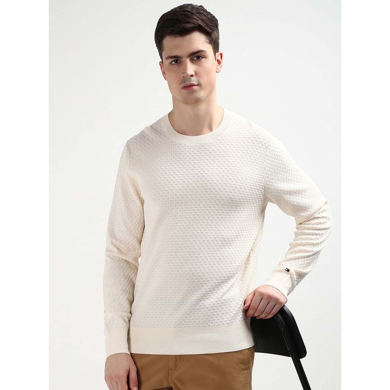 Tommy Hilfiger Off White Textured Sweater (2XL)