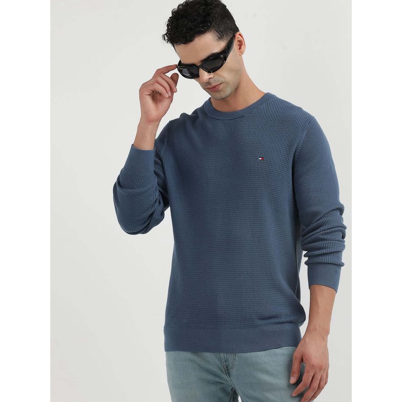 Tommy Hilfiger Refined Structure Blue Sweater (2XL)
