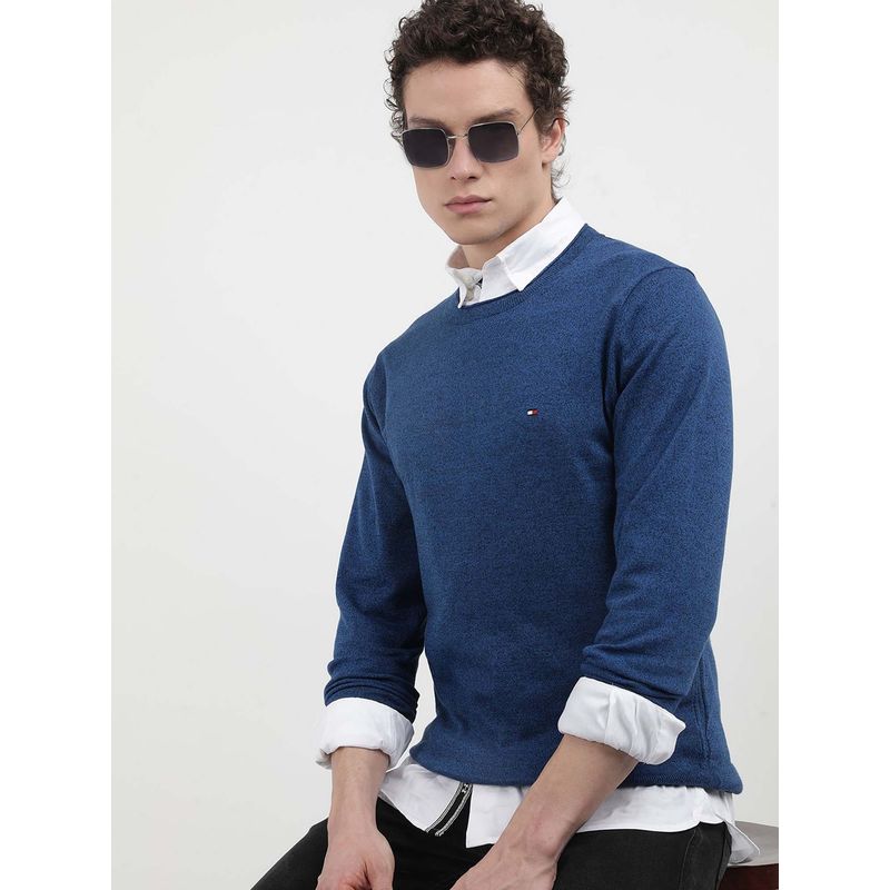 Tommy Hilfiger Mouline Organic Cotton Blue Sweater (2XL)