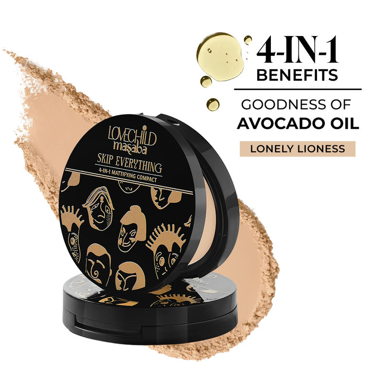 LoveChild Masaba Skip Everything Mattifying Compact - Lonely Lioness