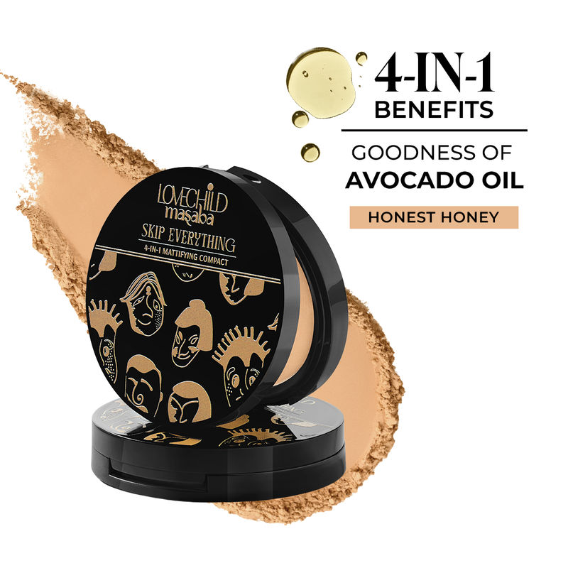 LoveChild Masaba Skip Everything Mattifying Compact - Honest Honey