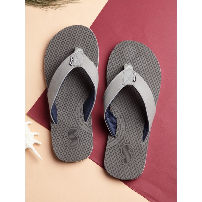 SOLETHREADS Extra Comfort Solid Grey Flip Flop Men (UK 6)