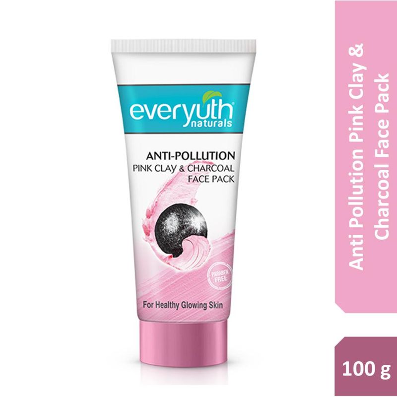 Everyuth Naturals Anti-Pollution Face Pack - Pink Clay & Charcoal, For Healthy Glowing Skin