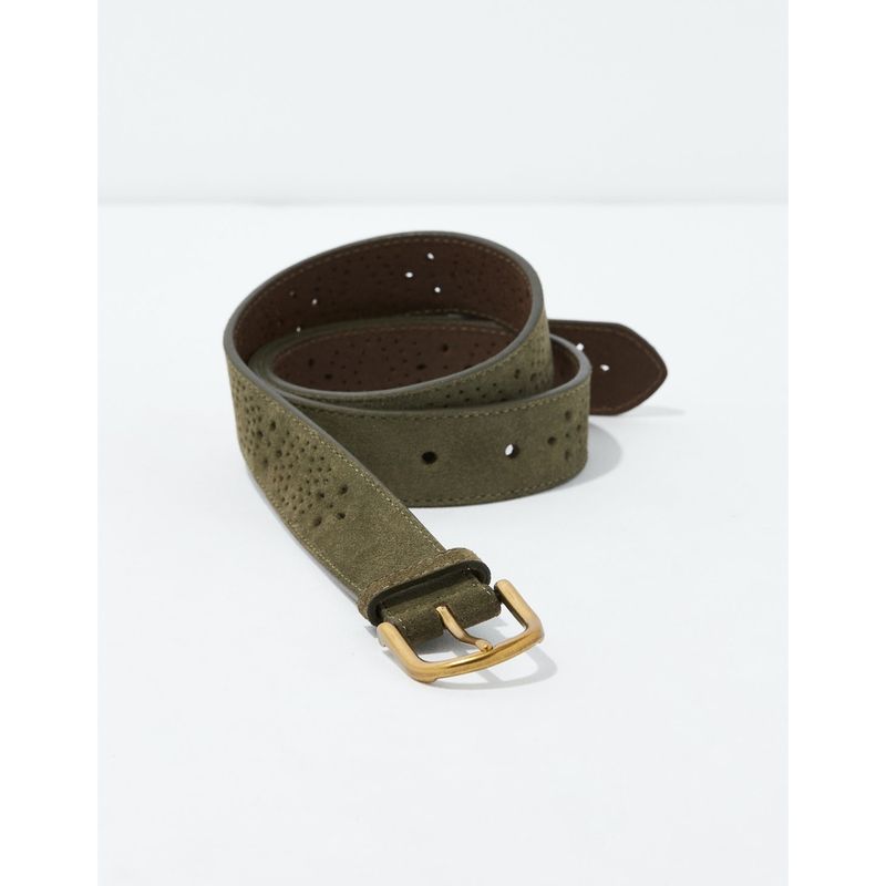 American Eagle Women Green Perforated Leather Belt (XS)