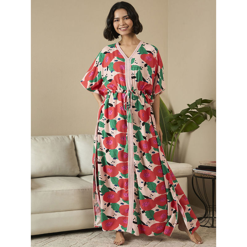July Nightwear Rayon Multi-Color Kaftan For Women (M)