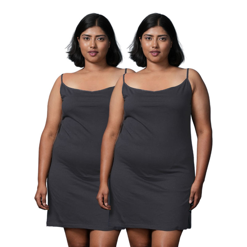 Adira Black Plus Size Kurti Camisole (Pack of 2) (5XL)