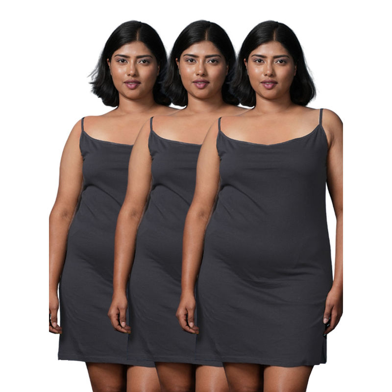 Adira Black Plus Size Kurti Camisole (Pack of 3) (3XL)