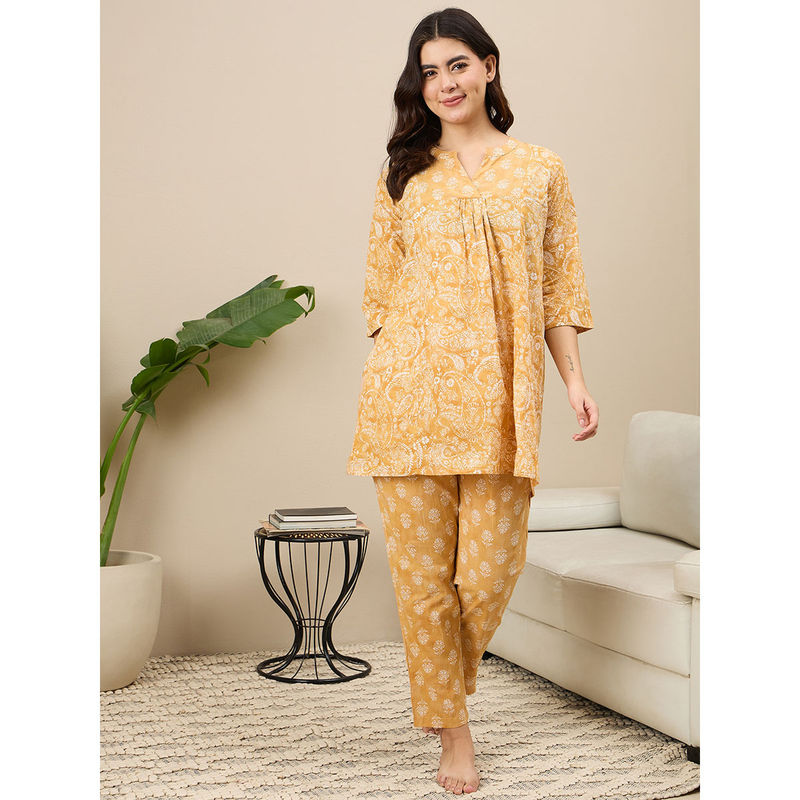 July Nightwear Cotton Kurti With Pyjama For Women (Set of 2) (S)