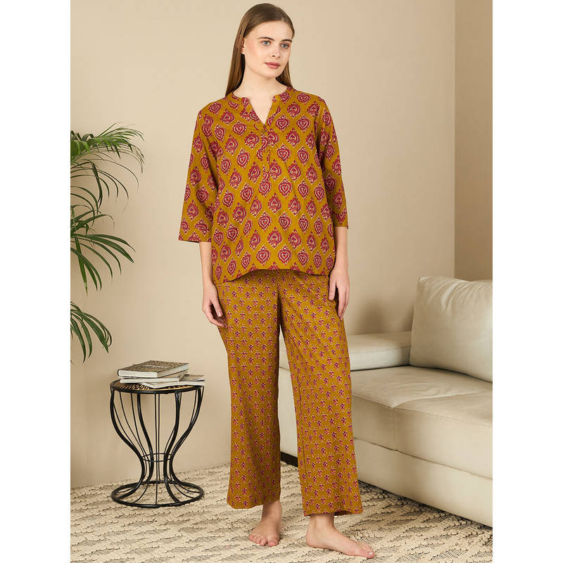 July Nightwear Cotton Short Kurti With Pyjama For Women (Set of 2) (M)