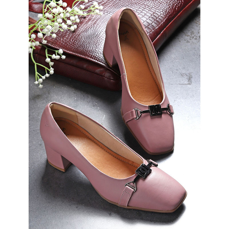 Yoho Pink Bliss Heal 002 Chic Slip-On Block Heel Loafers (UK 3)