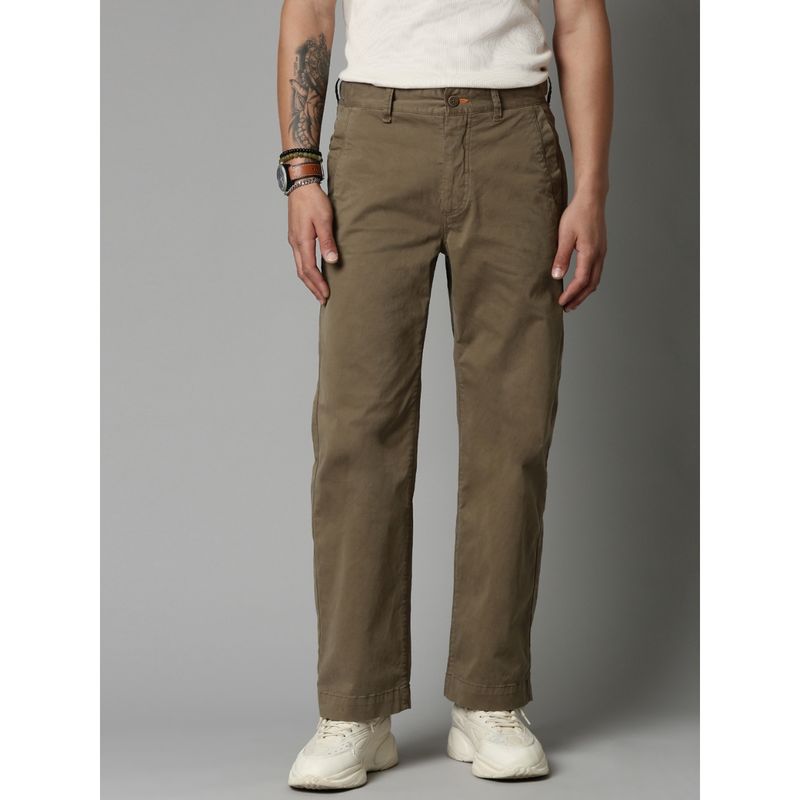 BREAKBOUNCE Olive Overdyed Straight Fit Trouser (30)