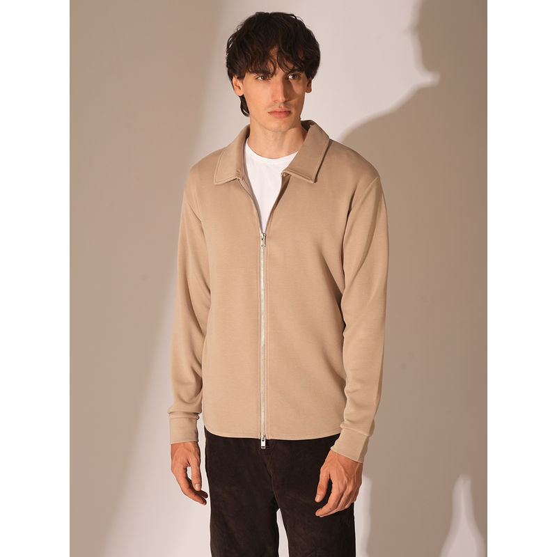 Selected Beige Viscose Lenzing Ecovero Zipped Cardigan Sweatshirt (M)