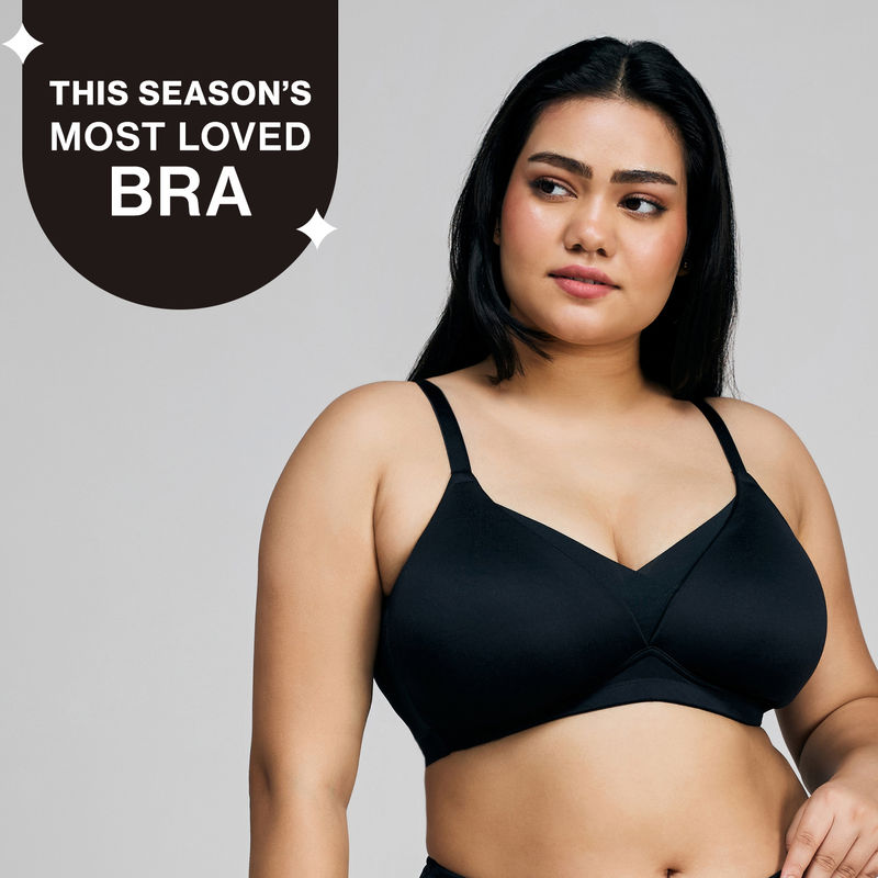 Nykd By Nykaa Infinity Edge Perfect Shaping Padded Non Wired T-Shirt Bra NYB202 Black (36C)