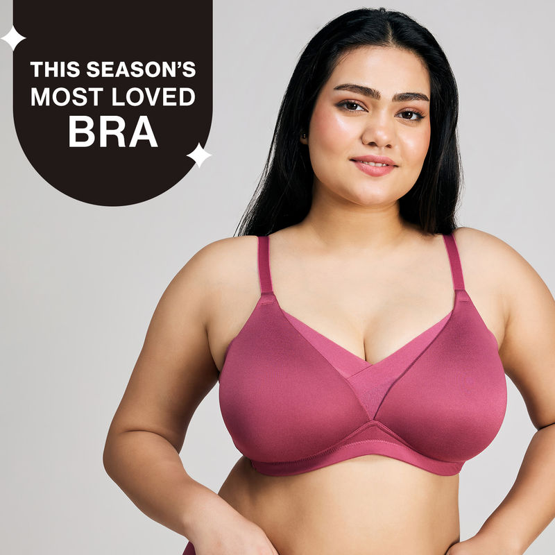 Nykd By Nykaa Infinity Edge Perfect Shaping Padded Non Wired T-Shirt Bra NYB202 Rose (40DD)