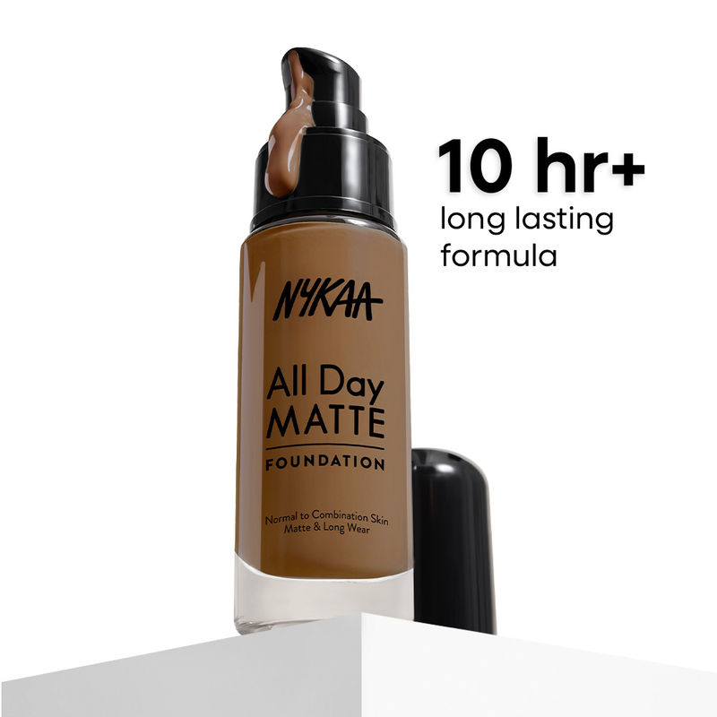 Nykaa Cosmetics All Day Matte Long Wear Liquid Foundation With Pump