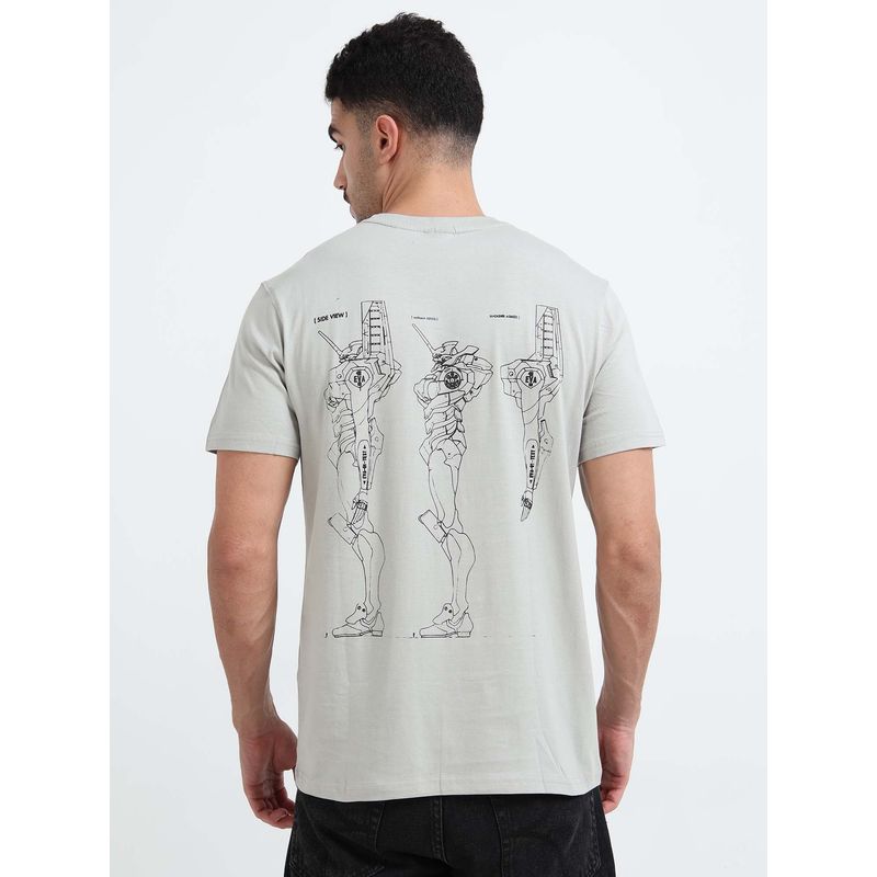 RHINO CULT Men Light Grey Robotic Graphic Printed T-shirt (M)