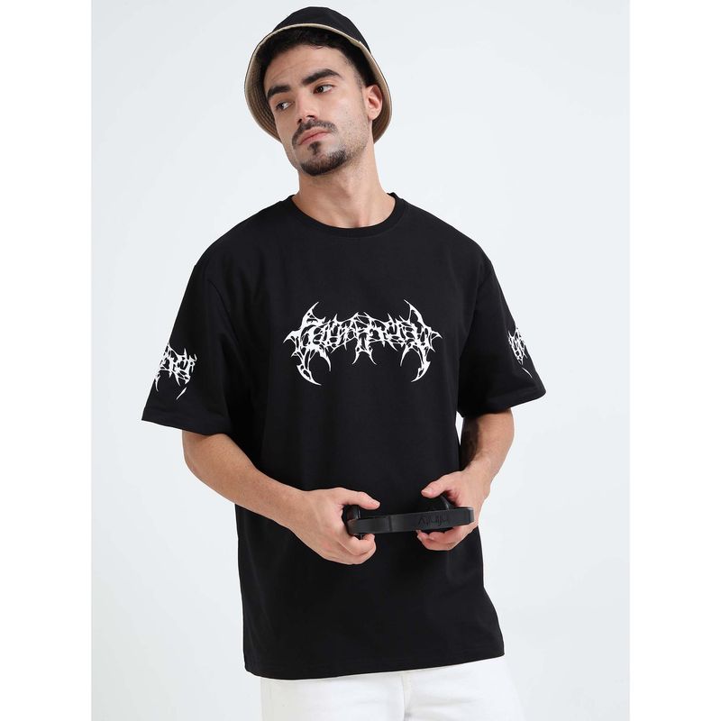 RHINO CULT Men Black Gothic Graphic Printed T-shirt (XS)