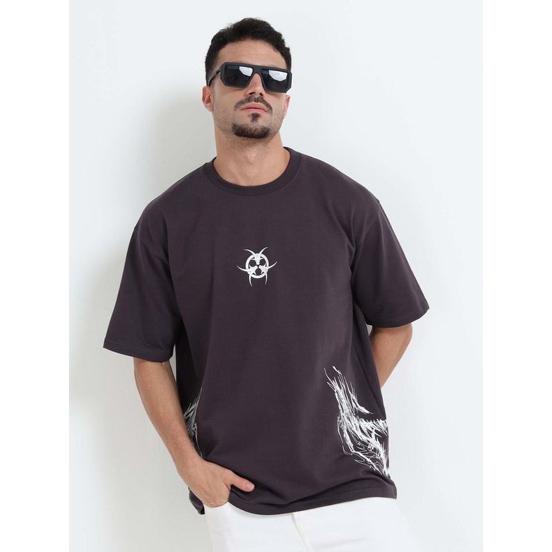 RHINO CULT Men Dark Grey Hazard Allert Graphic Printed T-shirt (XS)