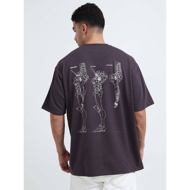 RHINO CULT Men Dark Grey Robotic Mayhem Graphic Printed T-shirt (XL)