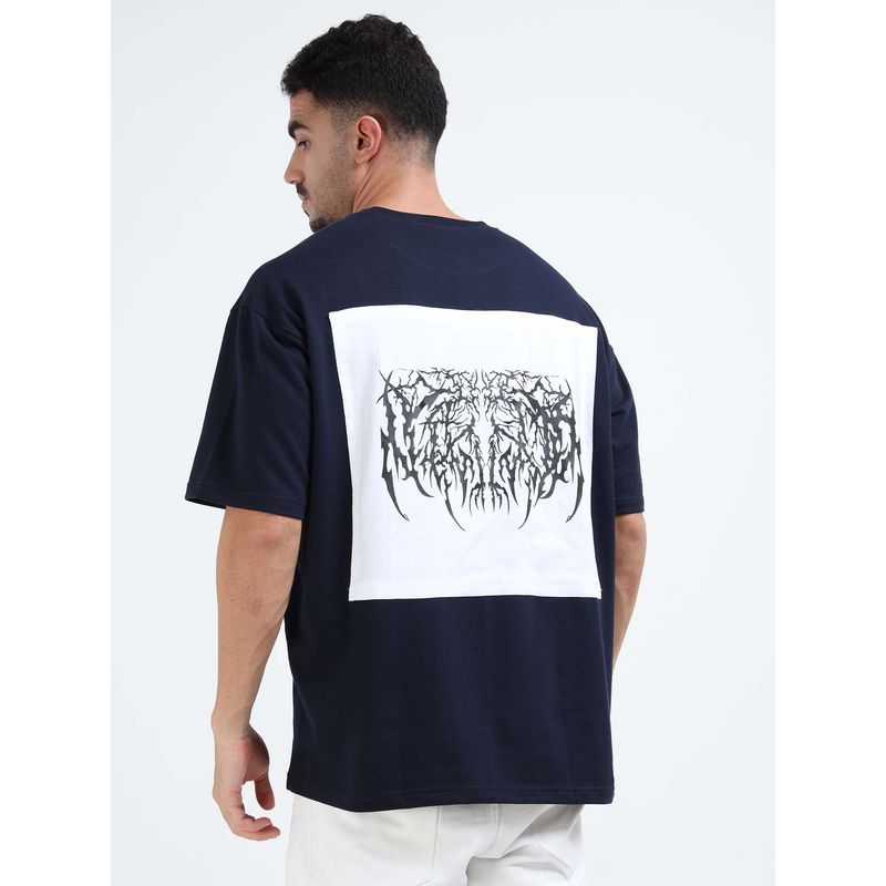 RHINO CULT Men Navy Blue Truth Thread Graphic Printed T-shirt (XS)