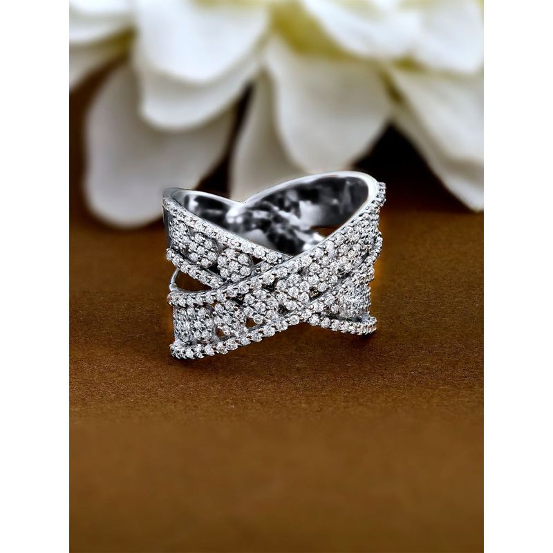 Two Tone Diamond Criss Cross Ring 001-130-01167 14KY | Georgetown Jewelers  | Wood Dale, IL