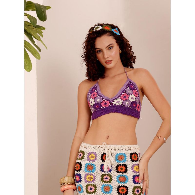 Velvery Purple Floral Crochet Bralette (32)