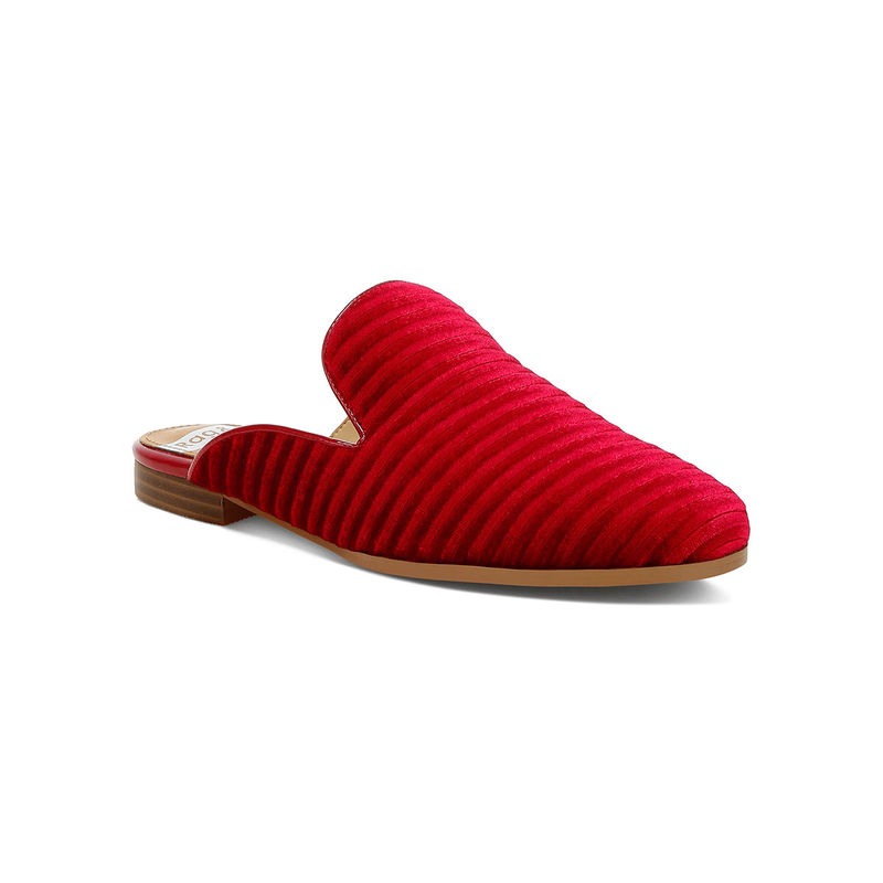 Rag & Co Red Velvet Textured Slip On Mules (EURO 36)