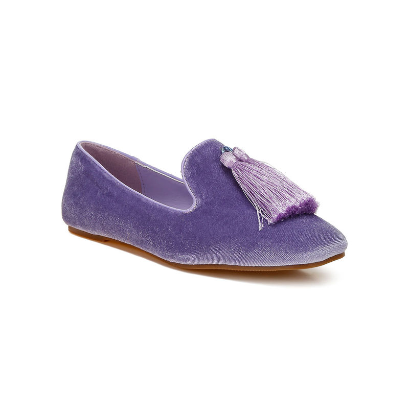 Rag & Co Purple Iconic Tassel Detail Velvet Loafers (EURO 36)