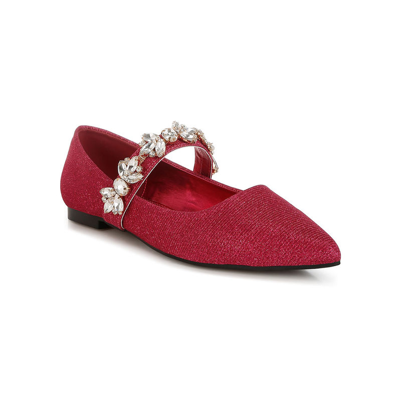 Rag & Co Pink Diamante Brooch Glitter Ballerinas (EURO 41)