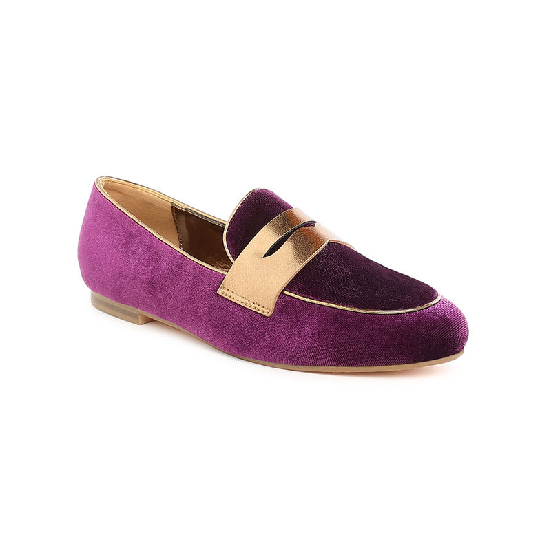 Rag & Co Purple Penny Strap Velvet Loafers (EURO 36)