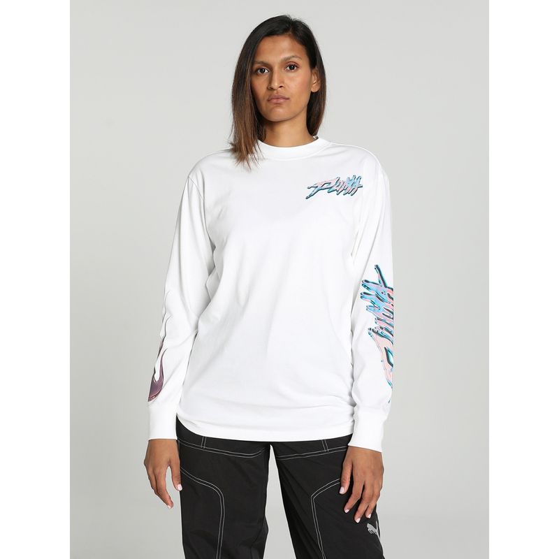 Puma Cherry On Top Ls Women White T-Shirt (L)