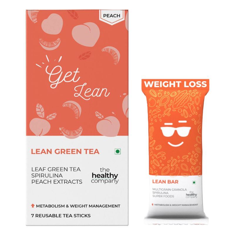 The Healthy Company Lean Weight Loss Plan with Superfood Spirulina, Green Tea, Choco fudge, Peach