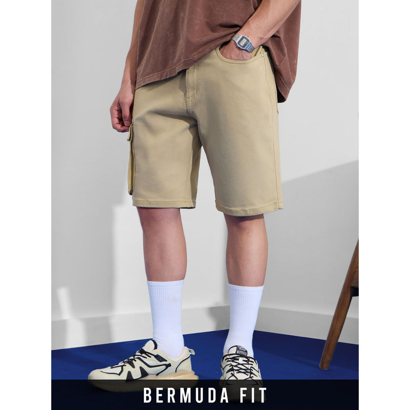 The Souled Store Originals Soft Fawn Beige Men Denim Shorts (36)