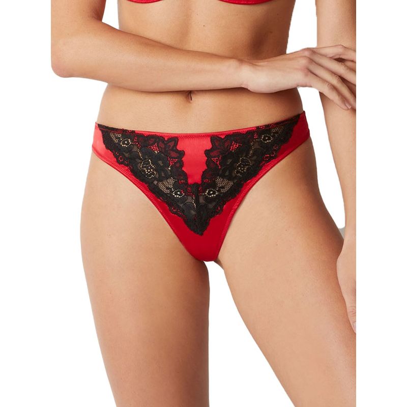 Yamamay Red & Black Bridal Festival G String Panty Red (S)