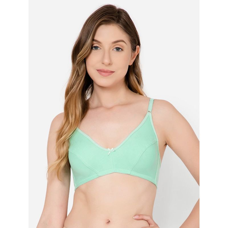 Clovia Cotton Rich Solid Non-Padded Full Cup Wire Free Everyday Bra - Light Green (36B)