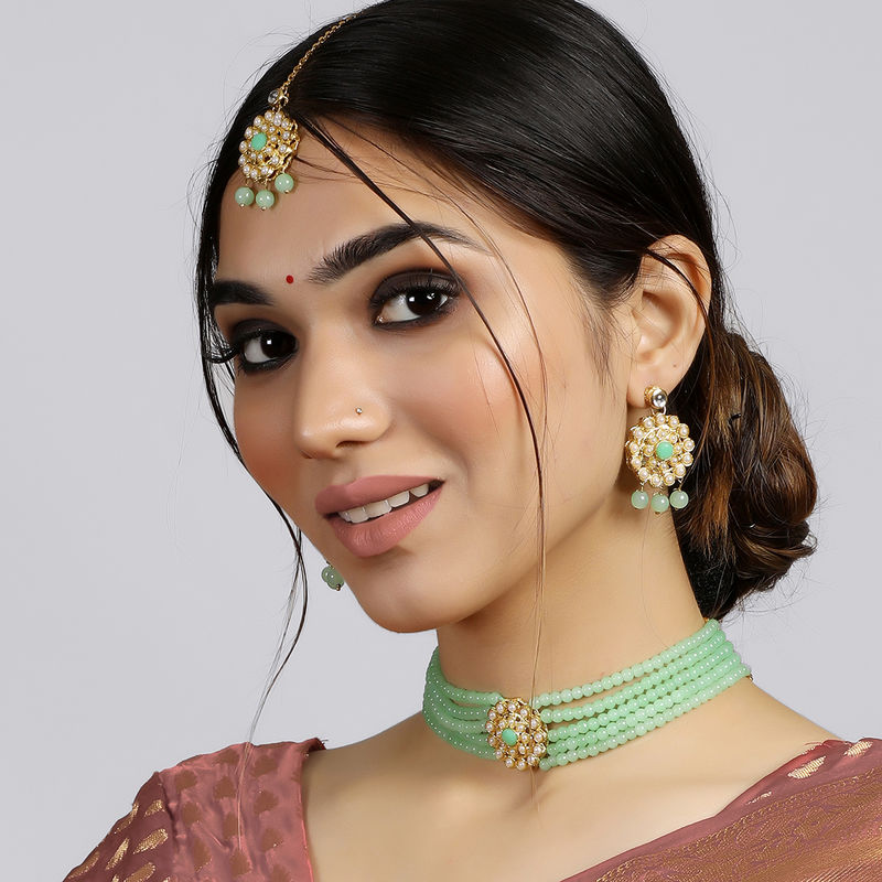 Mint green choker on sale necklace