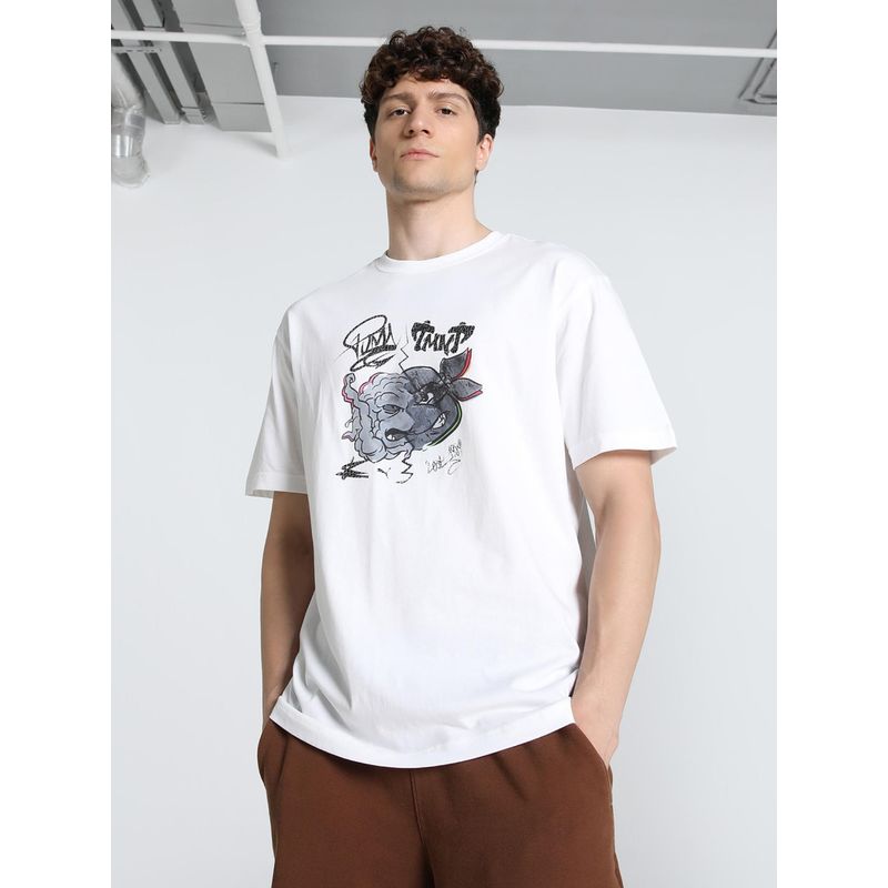 Puma x NAGE MUTANT NINJA TURTLES Mens Relaxed Fit Graphic T-shirt - White (XL)